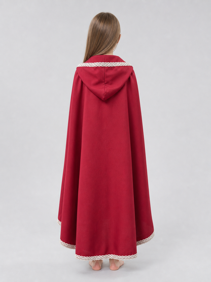 Long Red Hooded Costume Cape