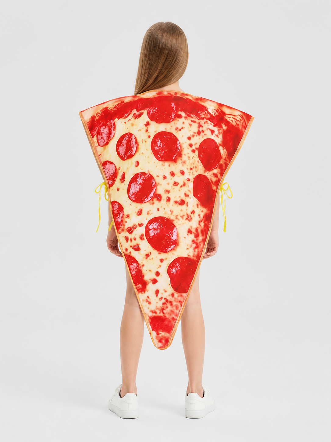 Pizza Carnival Costume with Cheese and Sausage Print back view