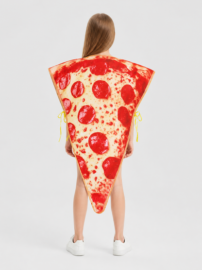 Pizza Carnival Costume with Cheese and Sausage Print back view