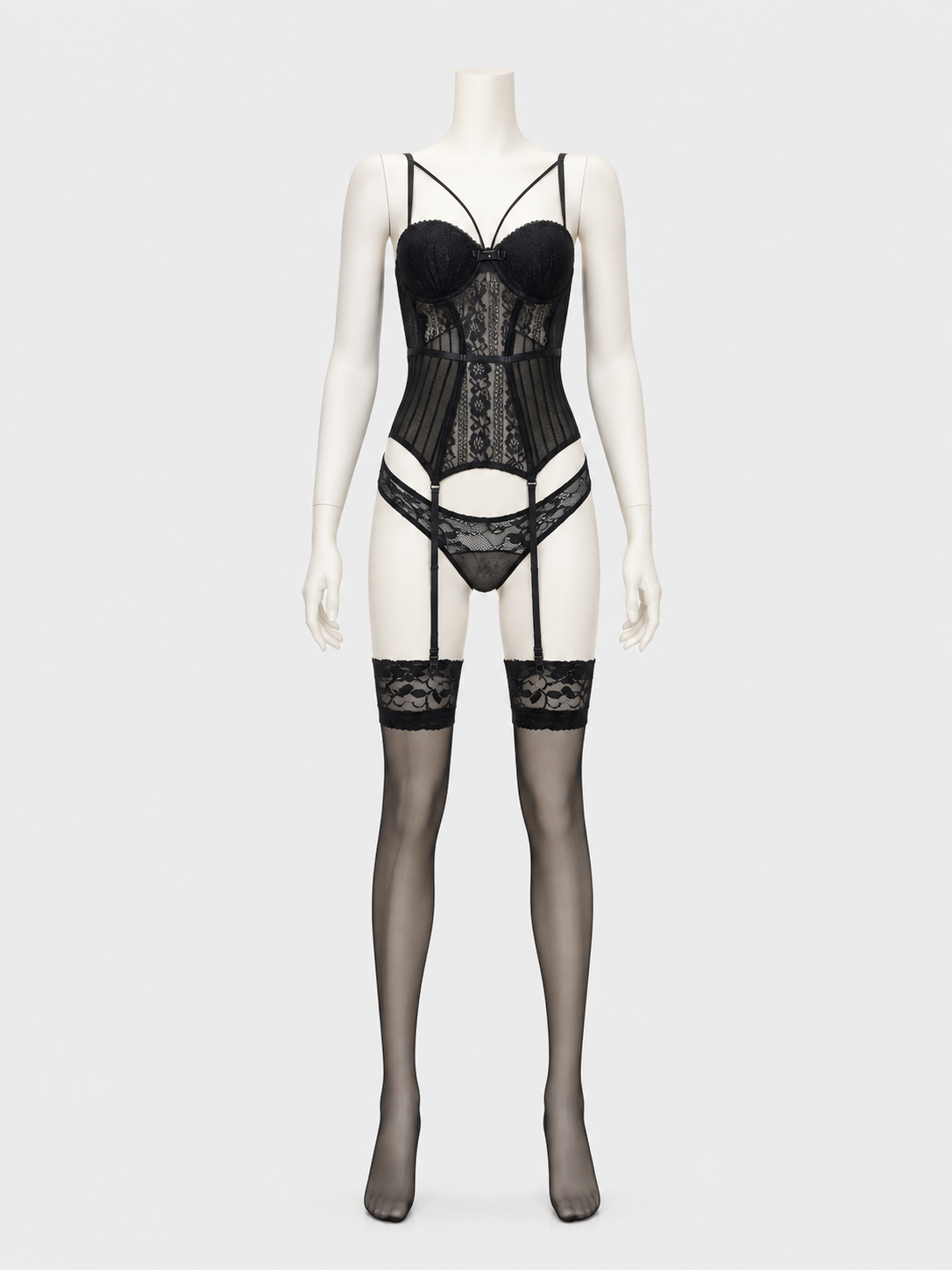 Erotic Lace and Sheer Mesh Bodysuit back view