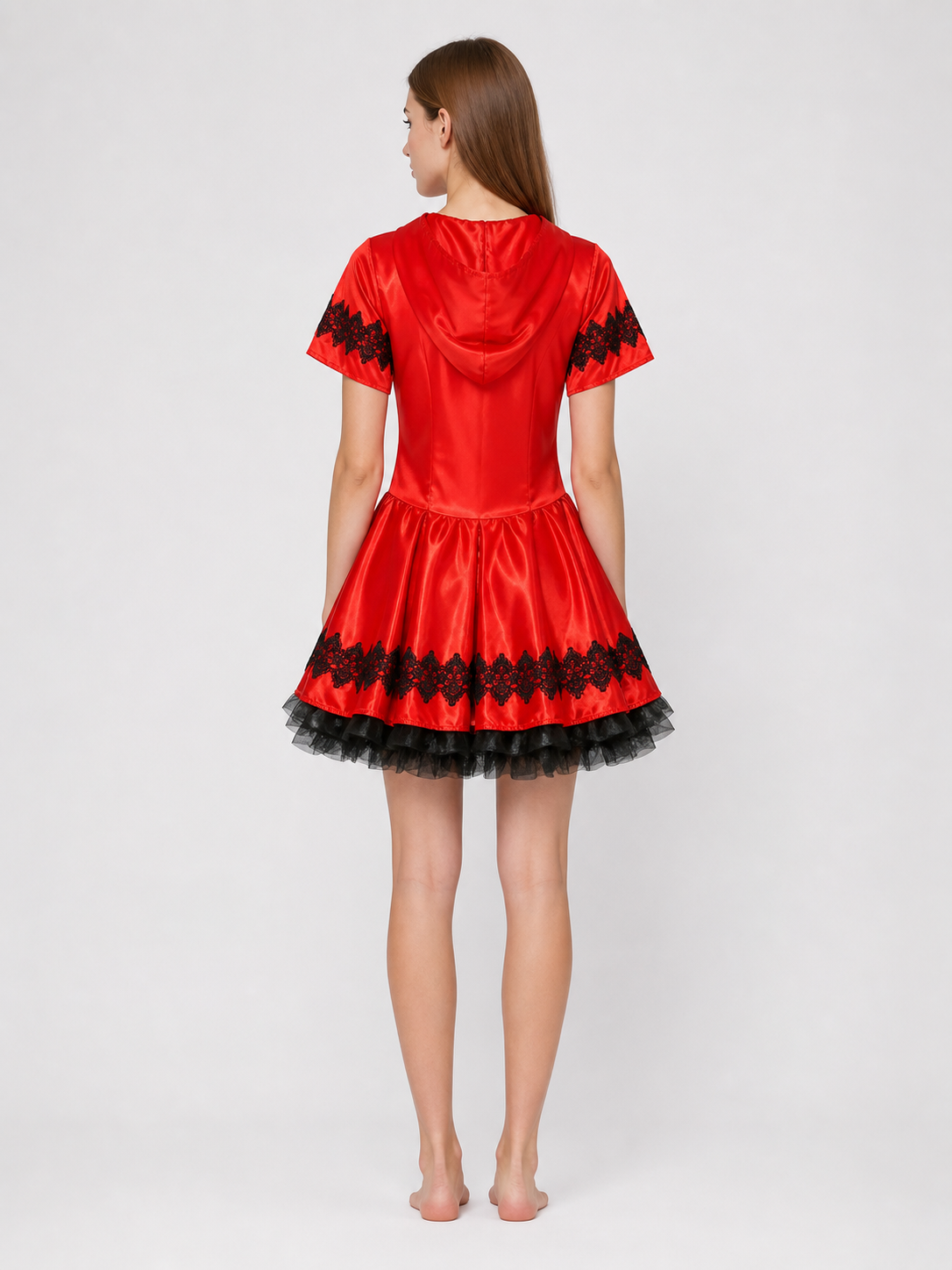 Little Red Riding Hood Hooded Costume Dress back view