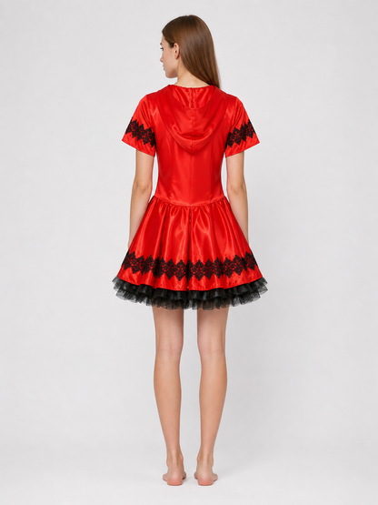 Little Red Riding Hood Hooded Costume Dress back view
