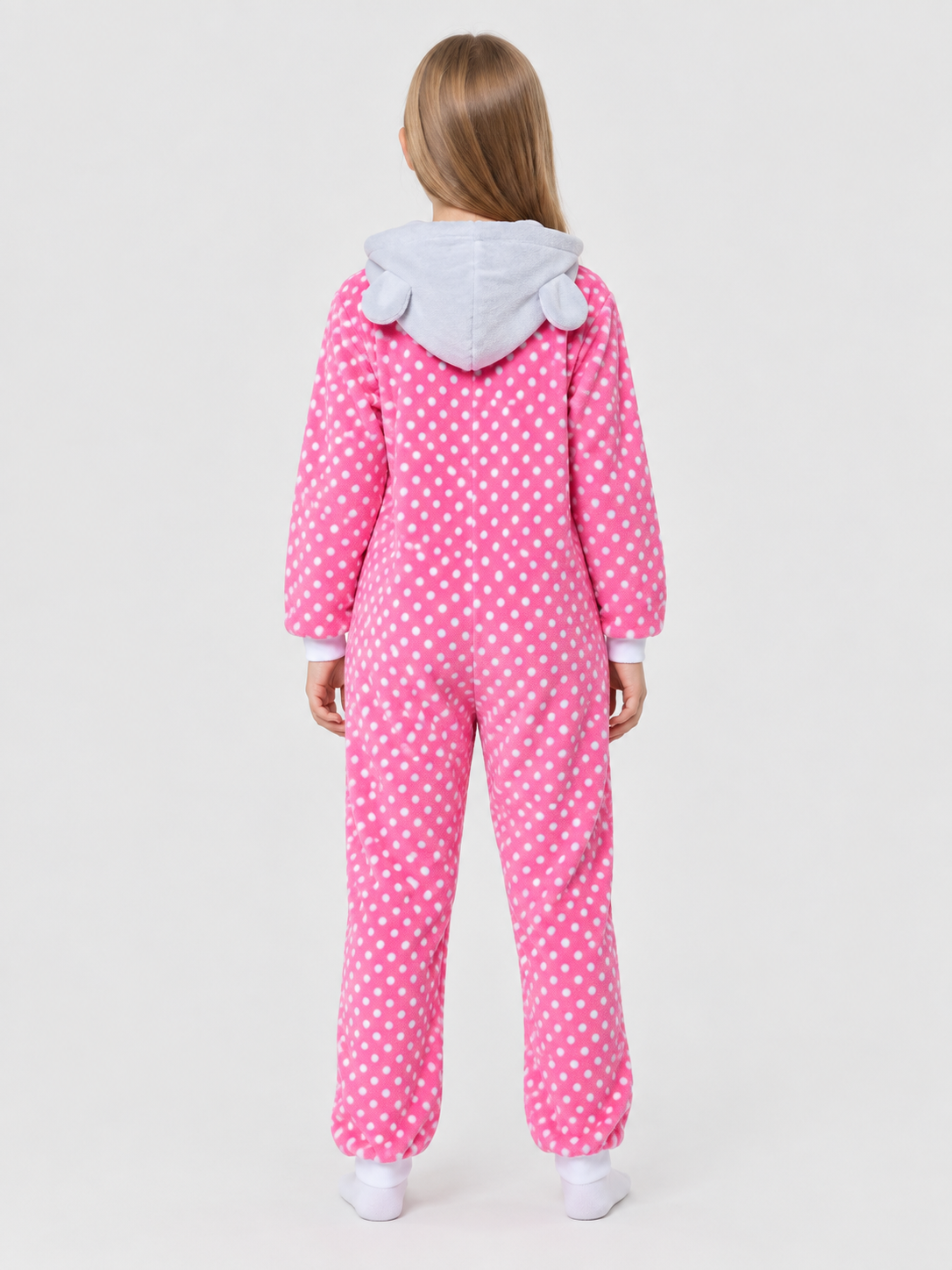 Pink Flannel Hooded Pajama Jumpsuit