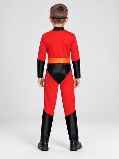 Kids' red superhero costume with mask
