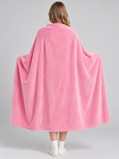 Pink solid-color blanket with a soft fuzzy surface