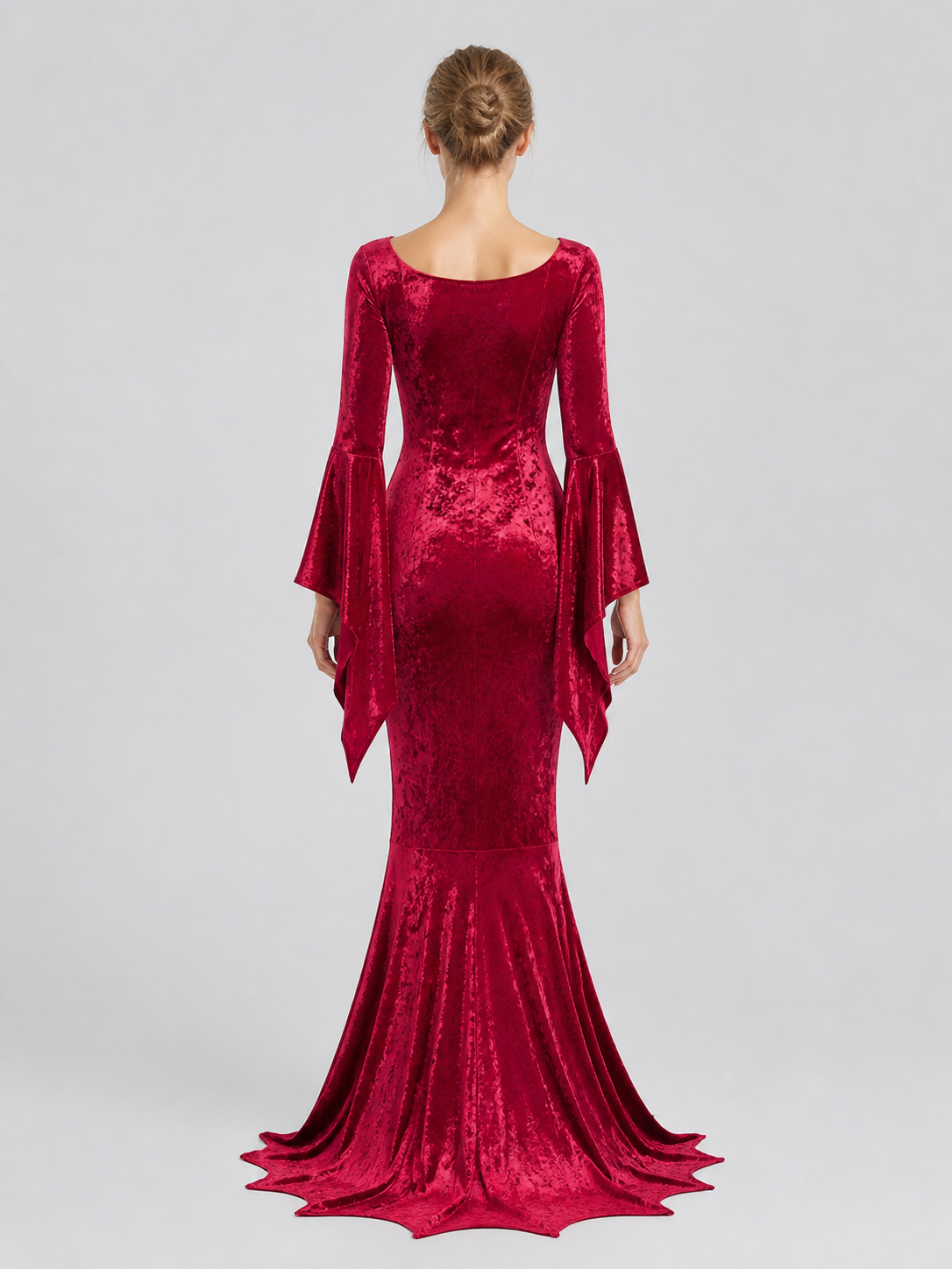 Vampire Witch Dress with Wing Sleeves for Halloween back view