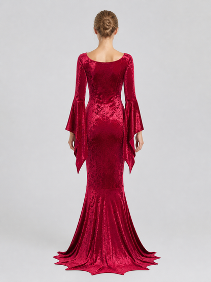 Vampire Witch Dress with Wing Sleeves for Halloween back view