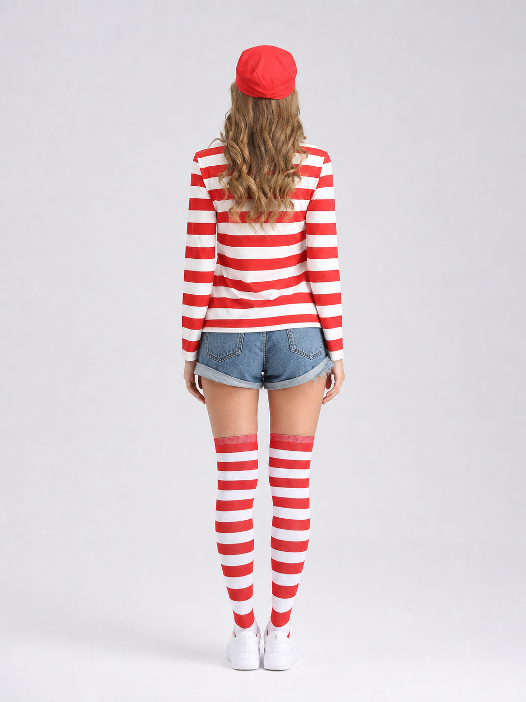 Long-Sleeve Red and White Striped T-Shirt