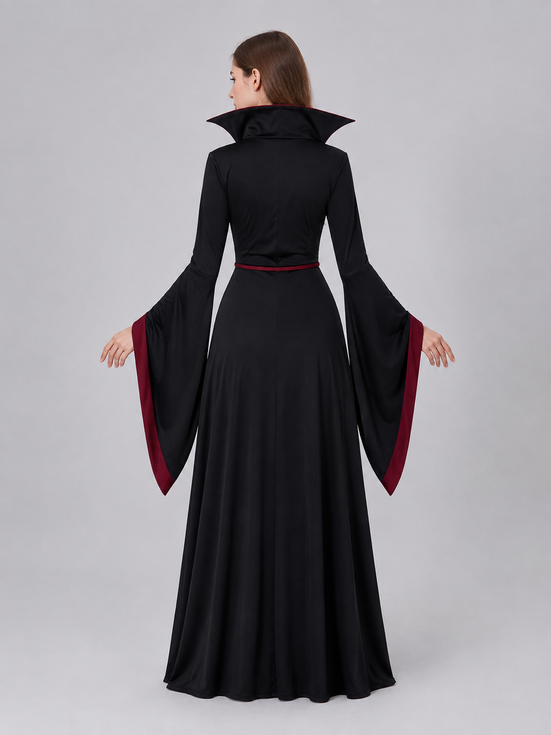 Black Carnival Dress with Burgundy Pattern back view