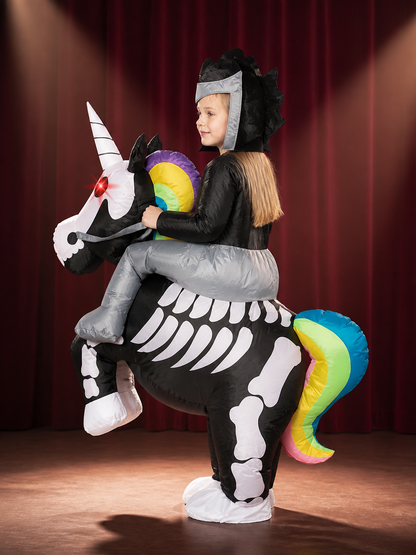 Inflatable Dinosaur Costume, Colorful Skeleton Print Adult Halloween Outfit back view