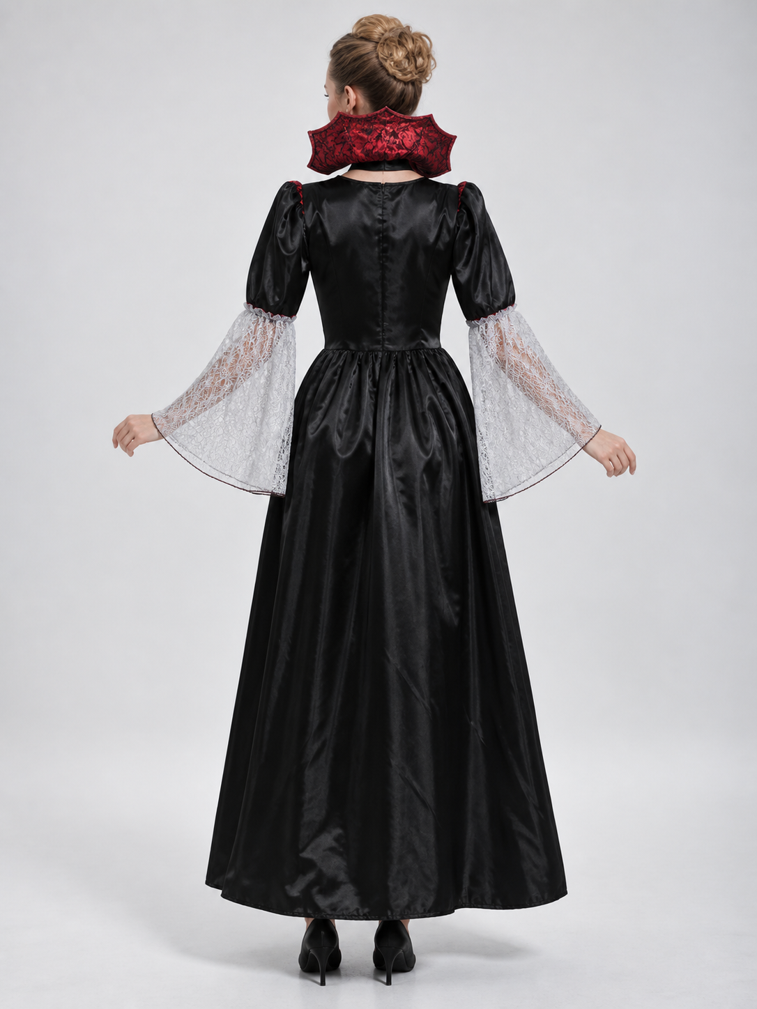 Carnival Costume with a High Collar and Red Insert back view