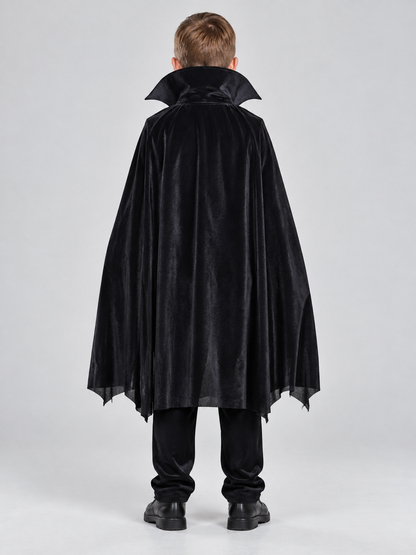 Kids' Vampire Costume with Black Cape and Jabot