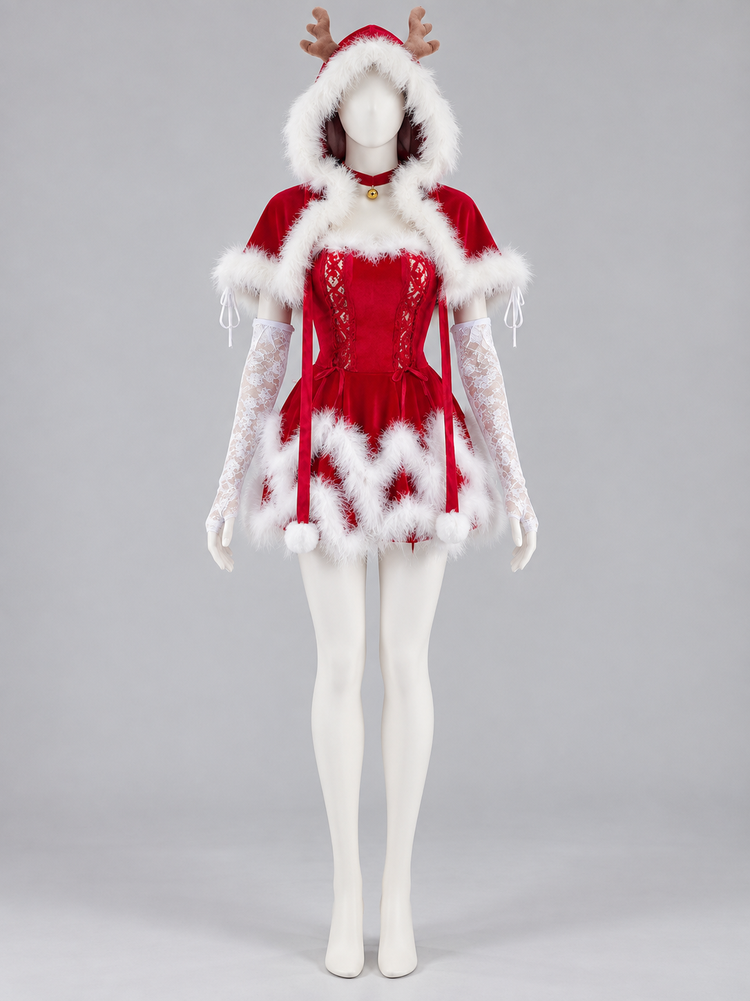 Hooded Costume with Reindeer Antlers back view