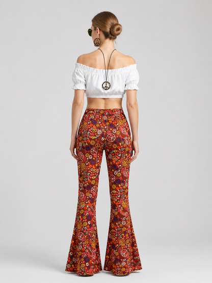 Party Costume: Top, Flare-Leg Pants, and Accessories back view