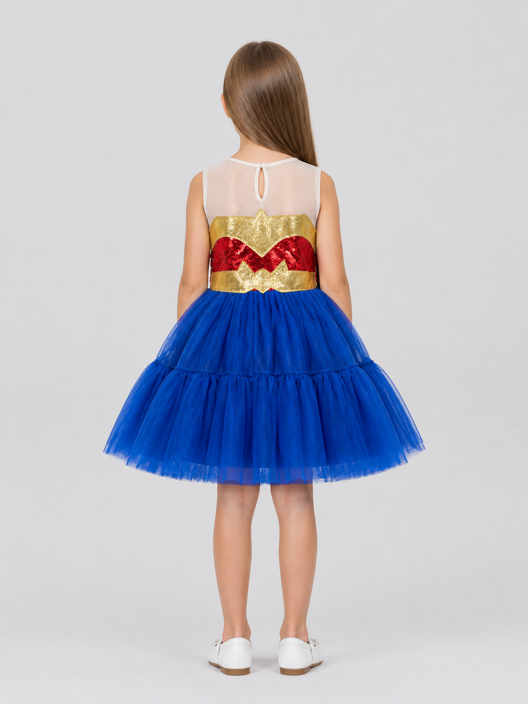 Captain America-Inspired Carnival Tutu Dress for Cosplay with a Tulle Skirt