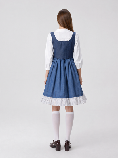 Vintage-Style Costume Dress with Blue Headscarf