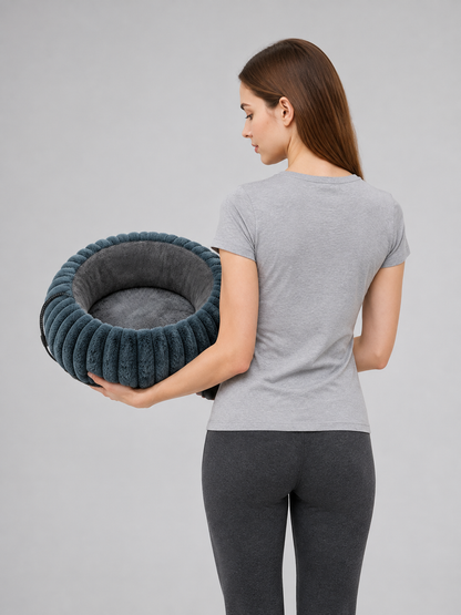 Heated Pet Bed, Blue-Cyan back view