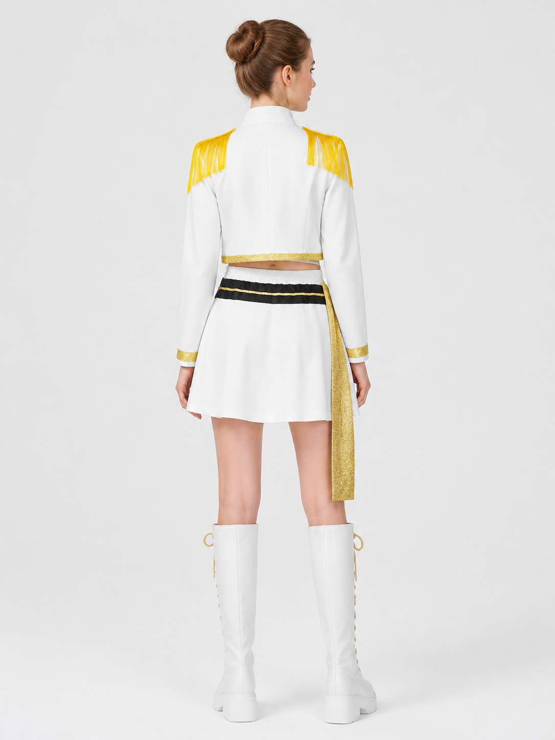 Children's K-POP Cosplay Costume, White Uniform back view