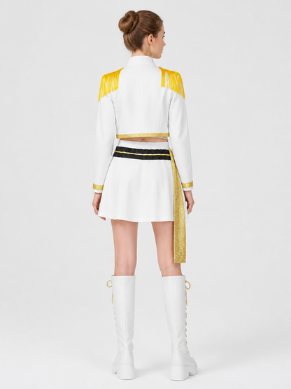 Children's K-POP Cosplay Costume, White Uniform back view