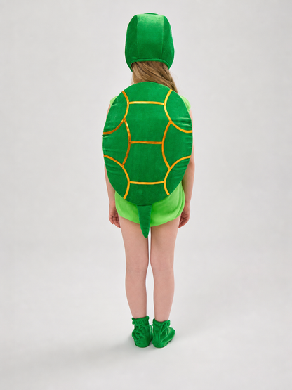 Turtle costume for performances, green jumpsuit