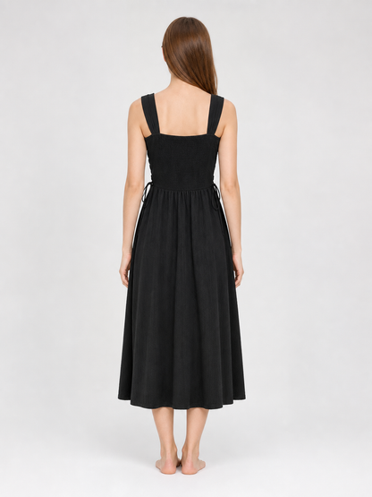Black Lace-Up Medieval Maxi Dress