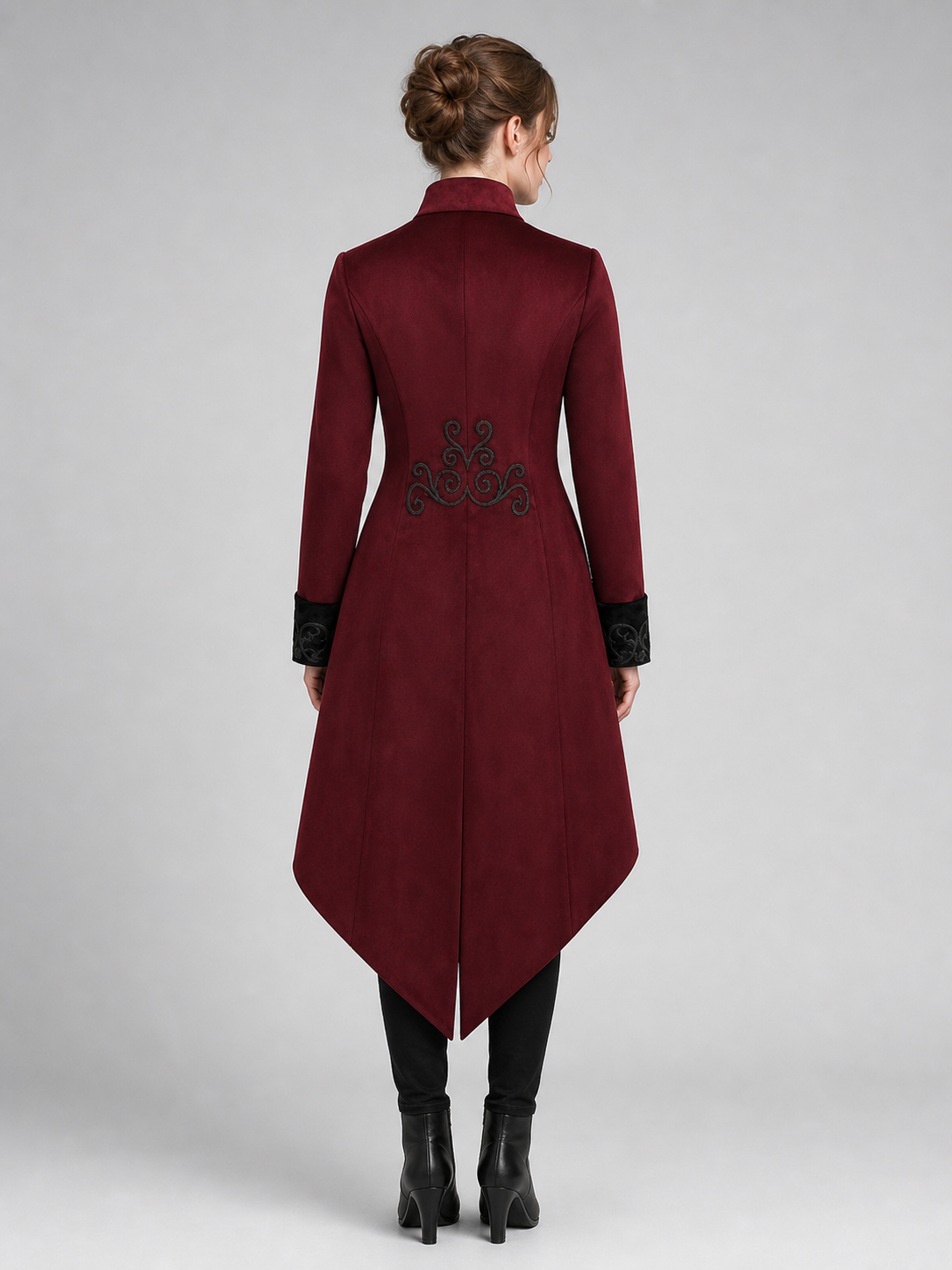 Carnival Long Embroidered Cloak, Burgundy