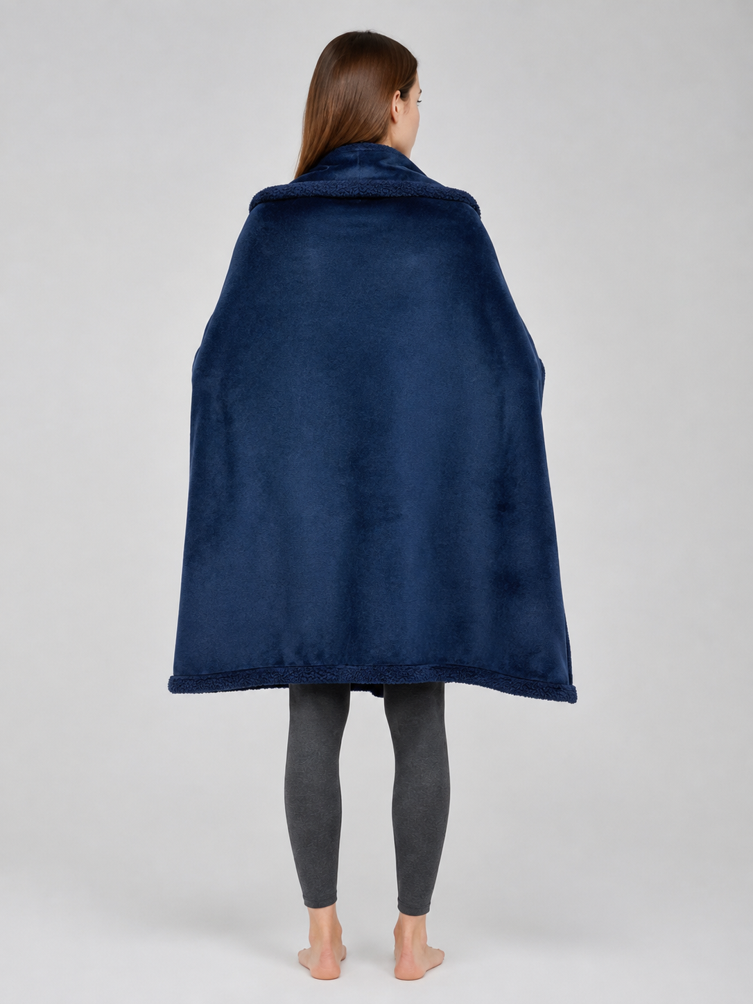 Reversible Dark Blue Pet Blanket back view