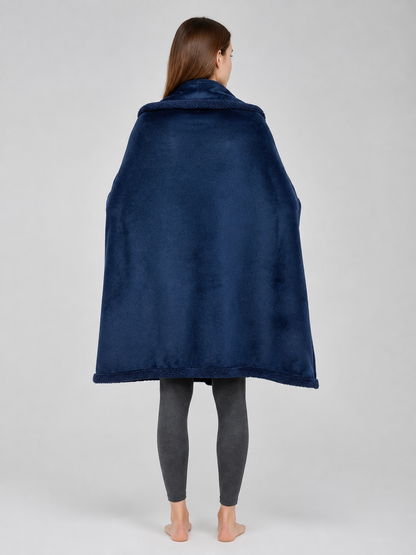 Reversible Dark Blue Pet Blanket back view