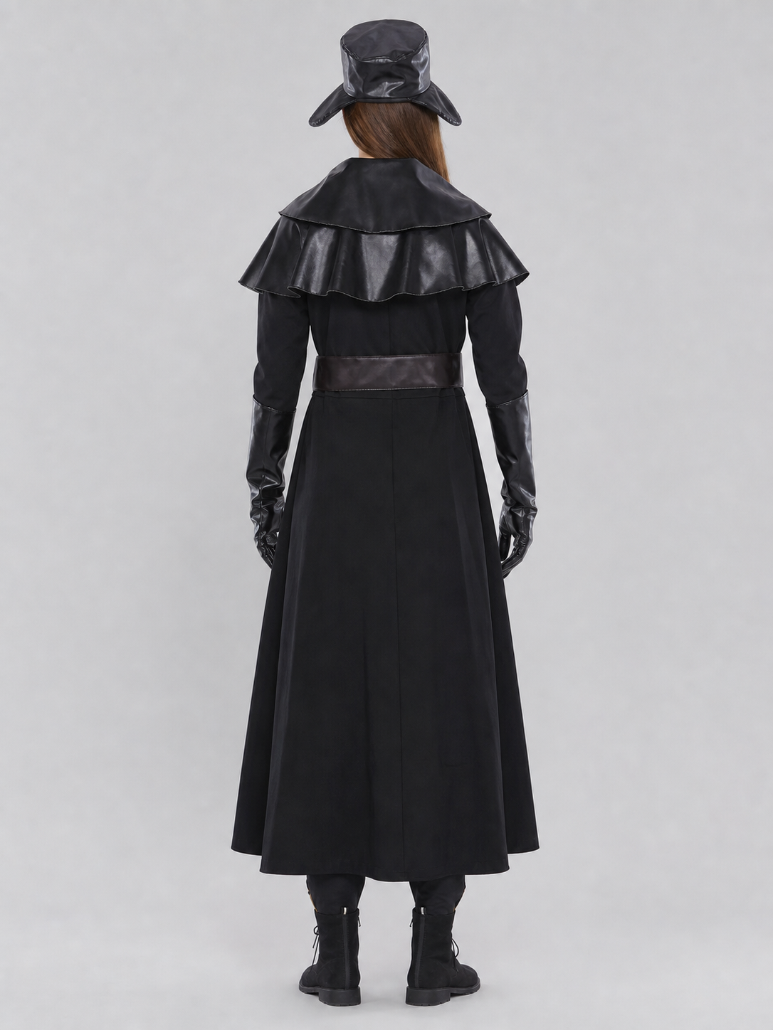 Plague Doctor Costume with Mask and Hat back view