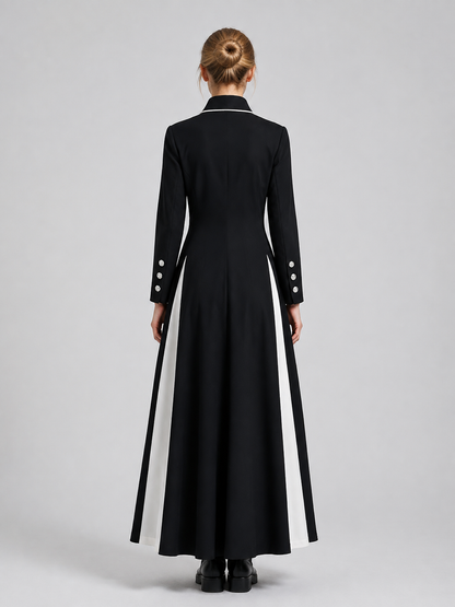 Gothic Maxi Dress with White Trim back view
