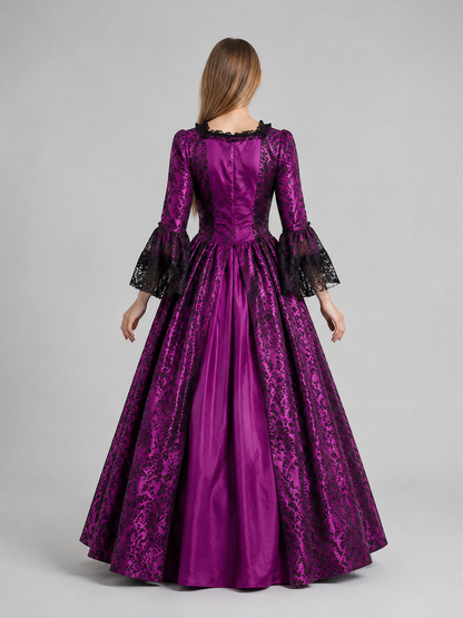 Long Dress with Lace and Decorative Lacing back view