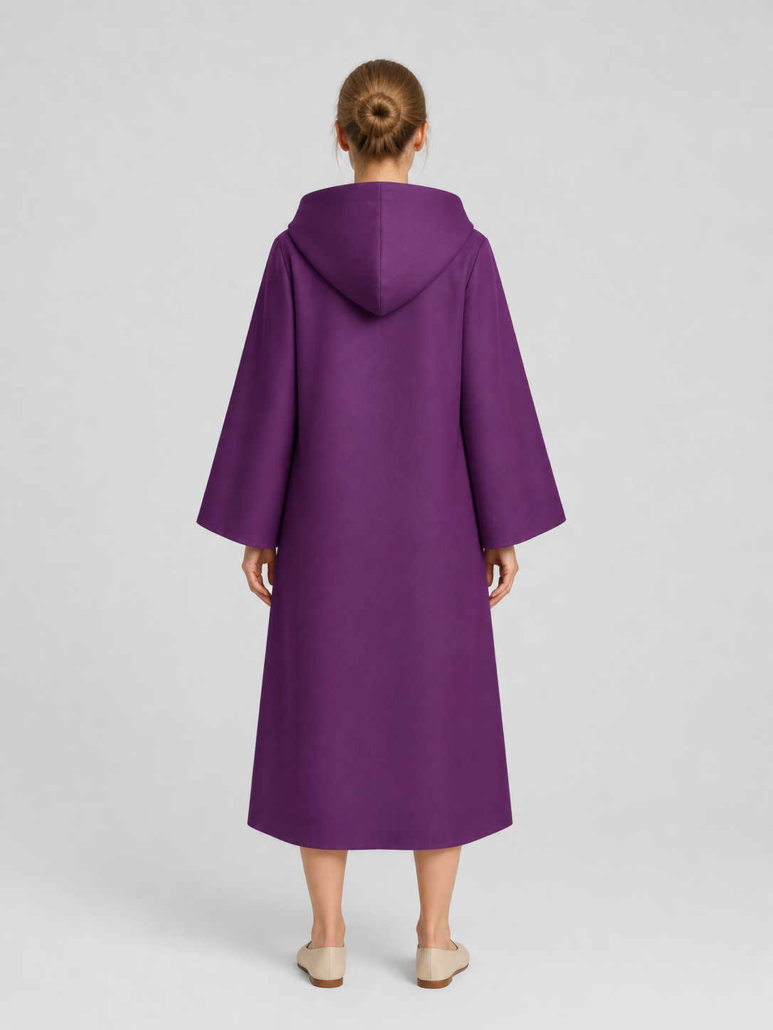 Purple Long Hooded Cloak for Cosplay back view