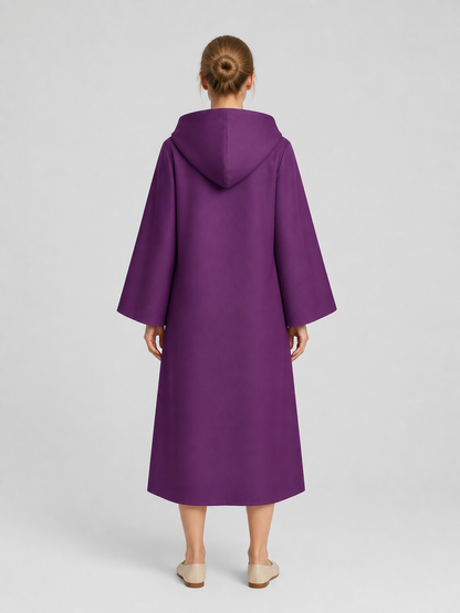 Purple Long Hooded Cloak for Cosplay back view