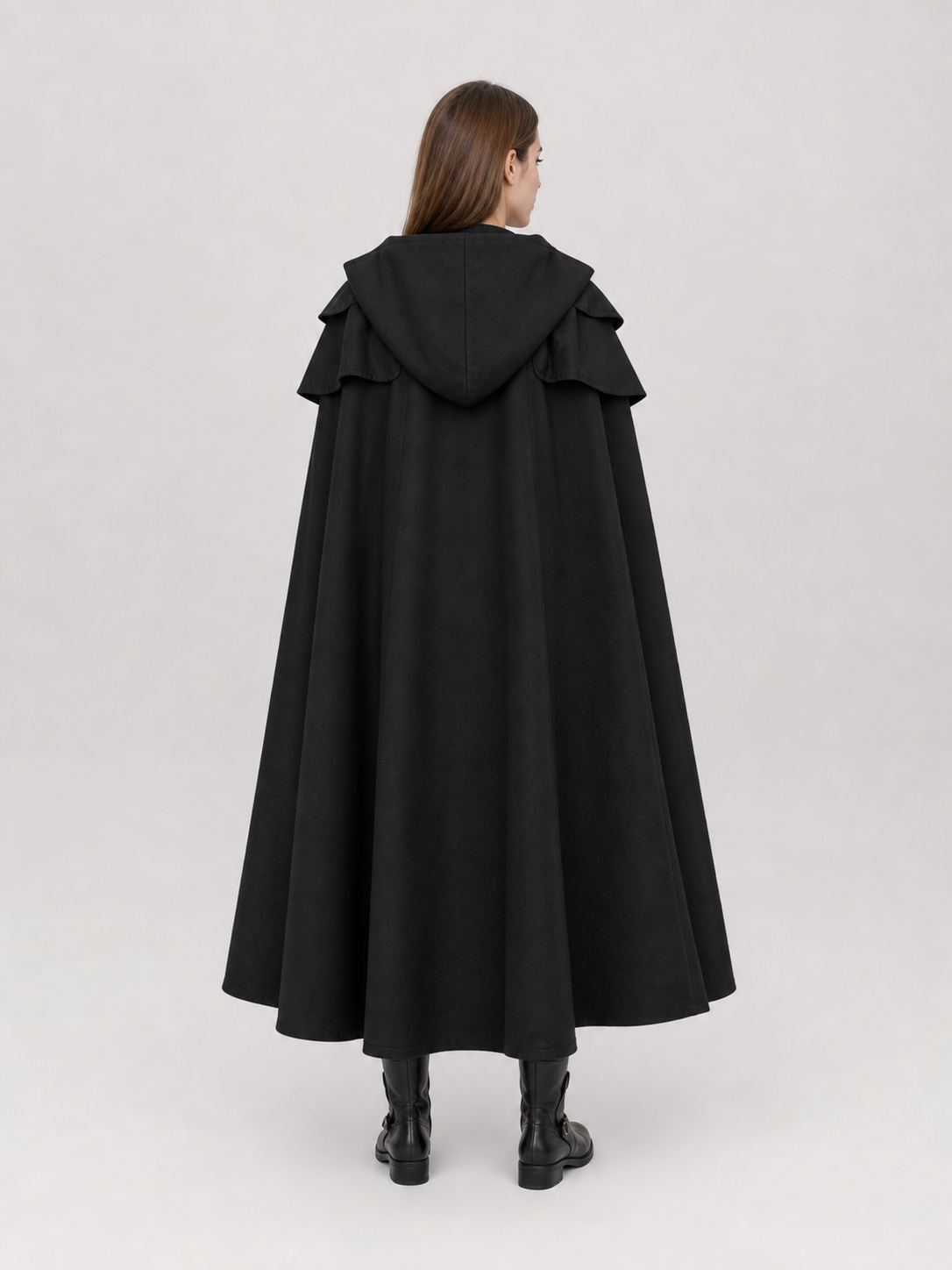 Black Gothic Hooded Cloak in Medieval Style