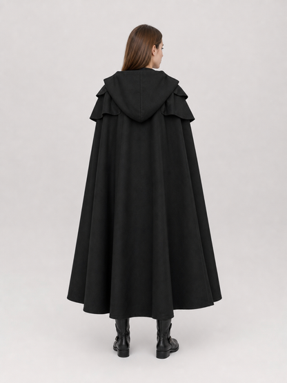 Black Gothic Hooded Cloak in Medieval Style