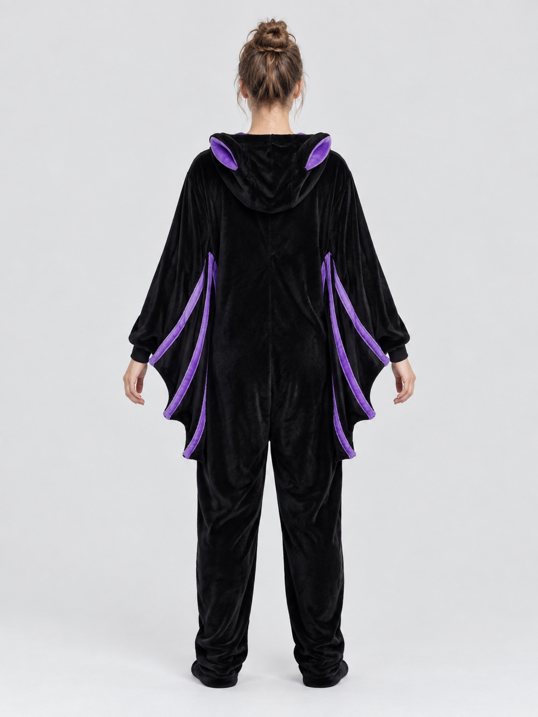 Bat Pajama Jumpsuit with Ears and Wing Details