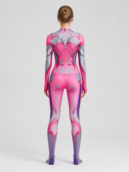 Pink and Purple Spider-Man Costume, Form-Fitting Jumpsuit back view