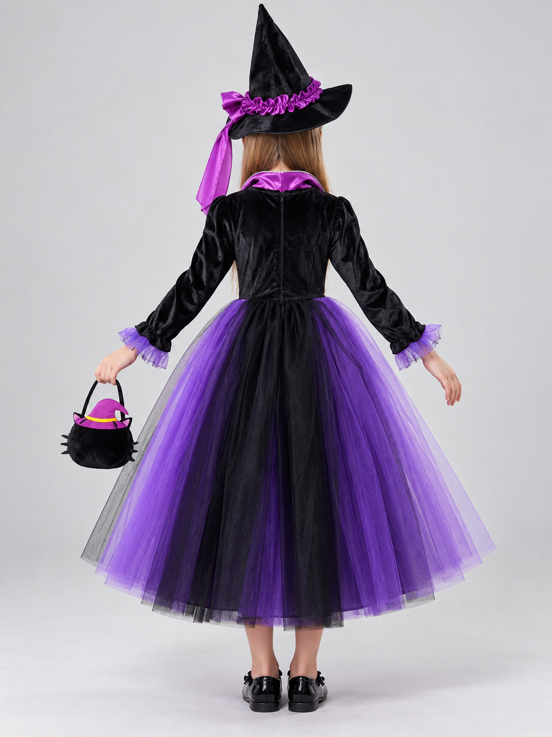 Children's Witch Costume with Pointed Hat back view