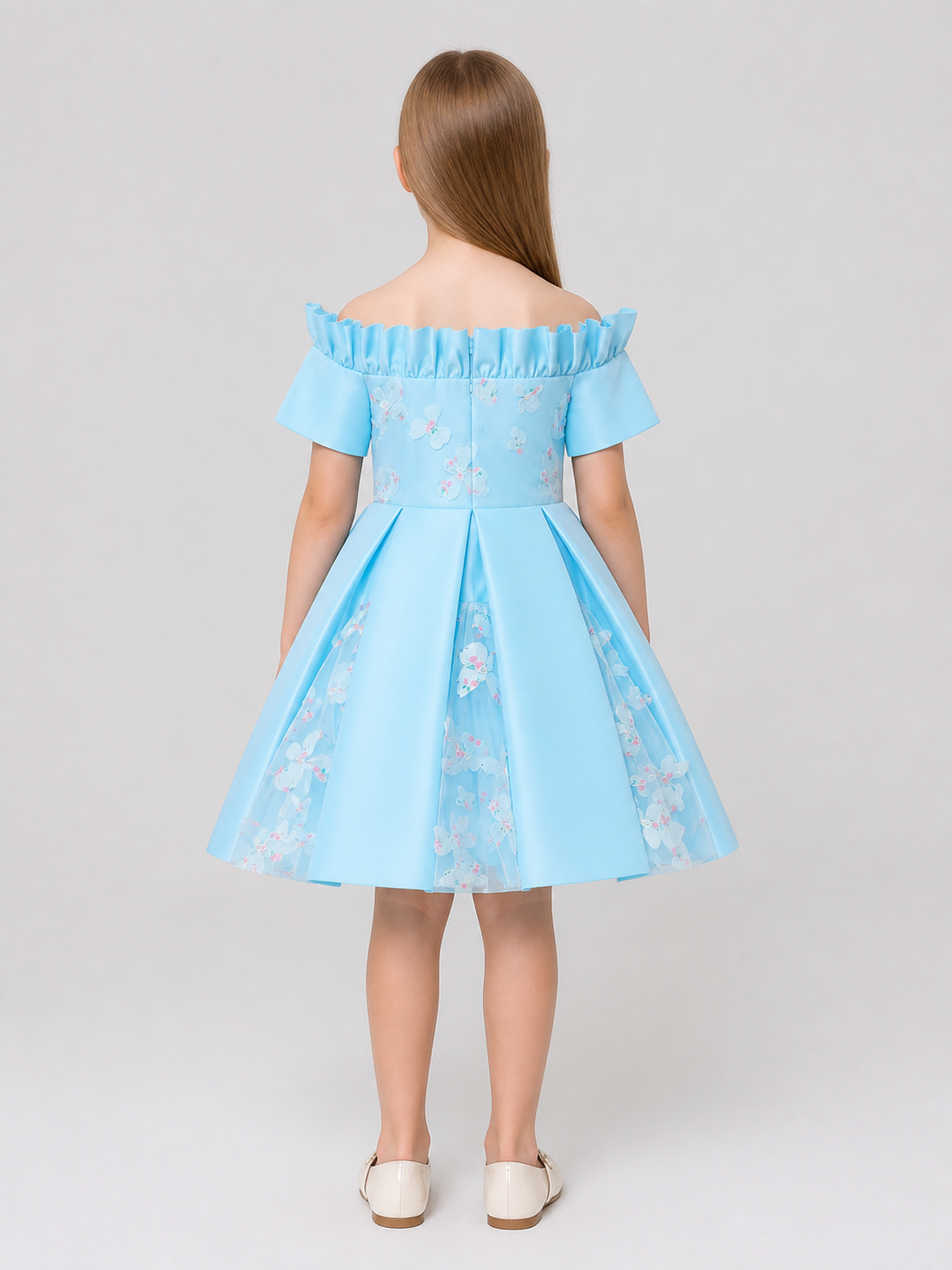 Kids' Light Blue Princess Dress with Full Skirt