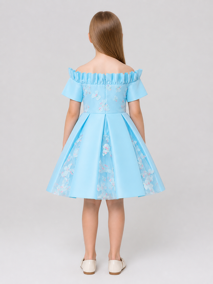 Kids' Light Blue Princess Dress with Full Skirt