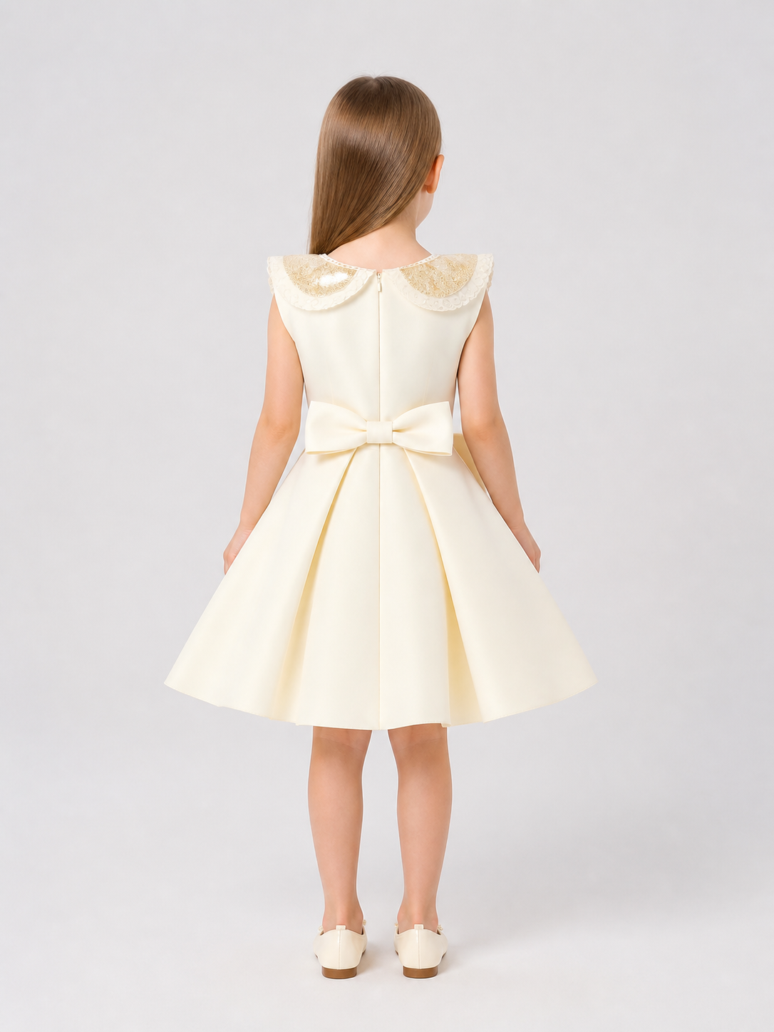Dressy Dress with Bow, Lace, and Full Skirt