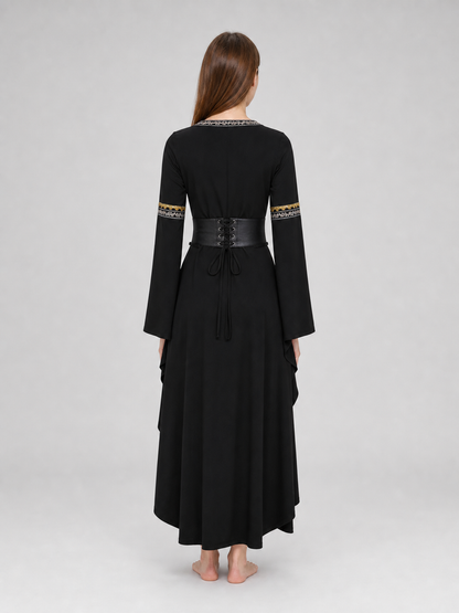 Gothic long-sleeve lace-up dress