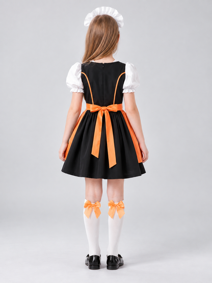 Bavarian-Style Children's Costume with Orange Apron