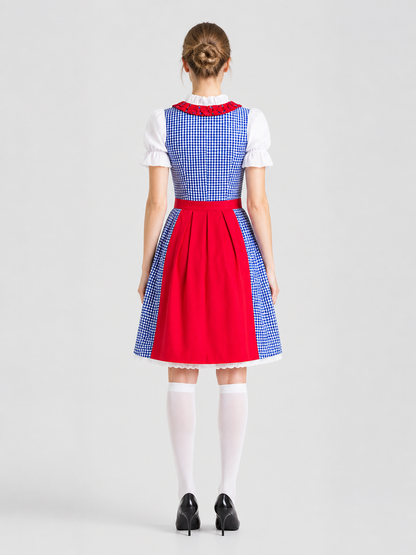 Red Bavarian-Style Dress with Apron back view