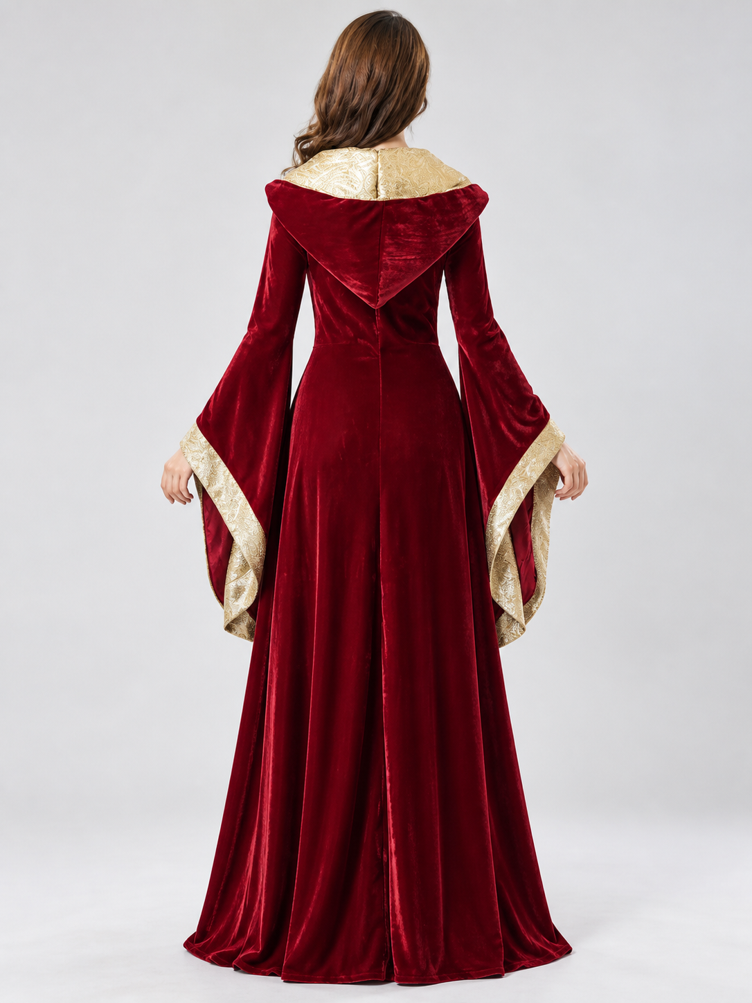 Medieval-Style Dress with Hood and Lacing
