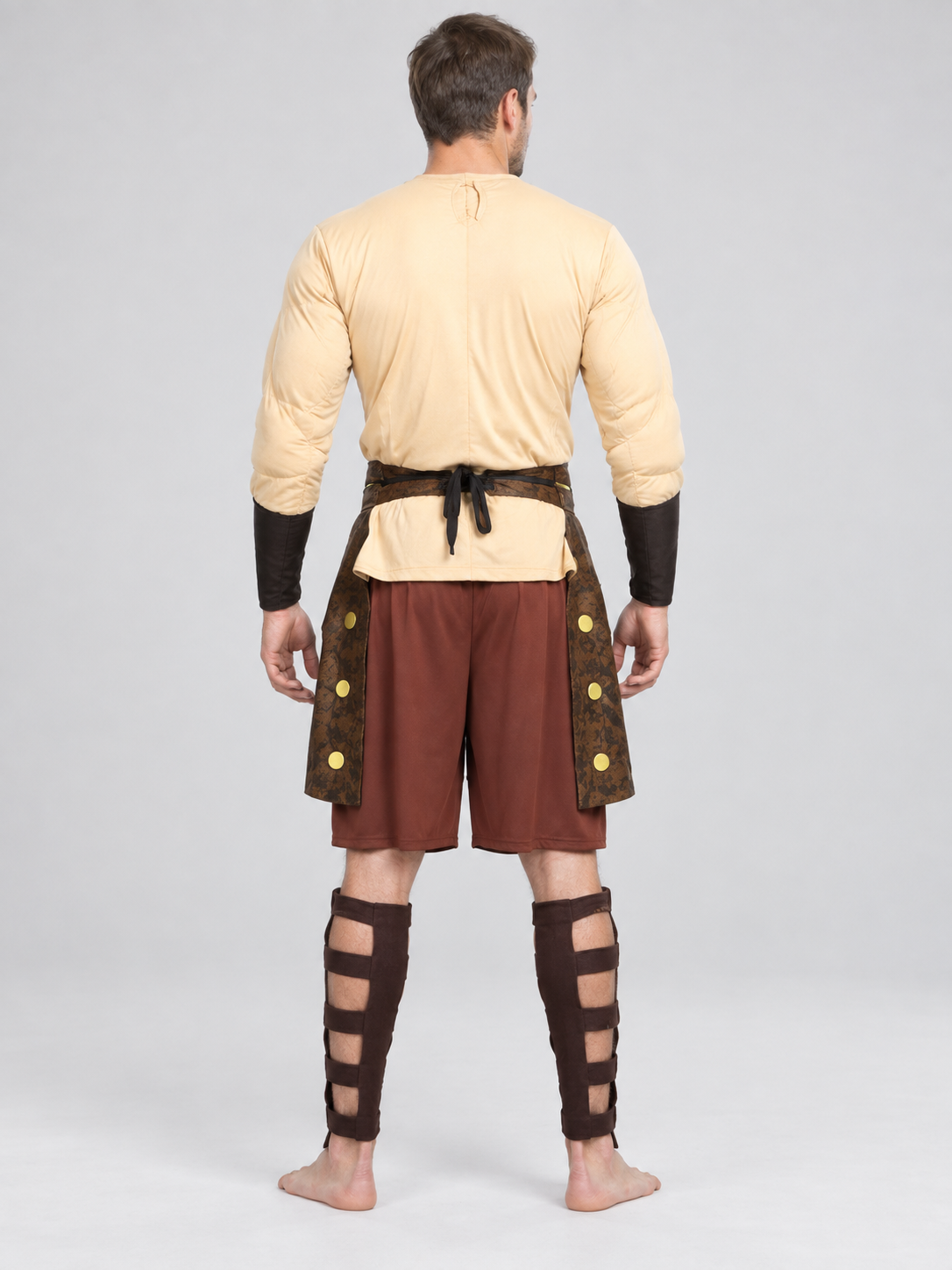 Warrior Costume with Long Sleeves and Brown Shorts