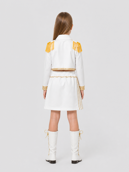 Children’s Stage Costume, White with Gold, Three-Piece Set back view