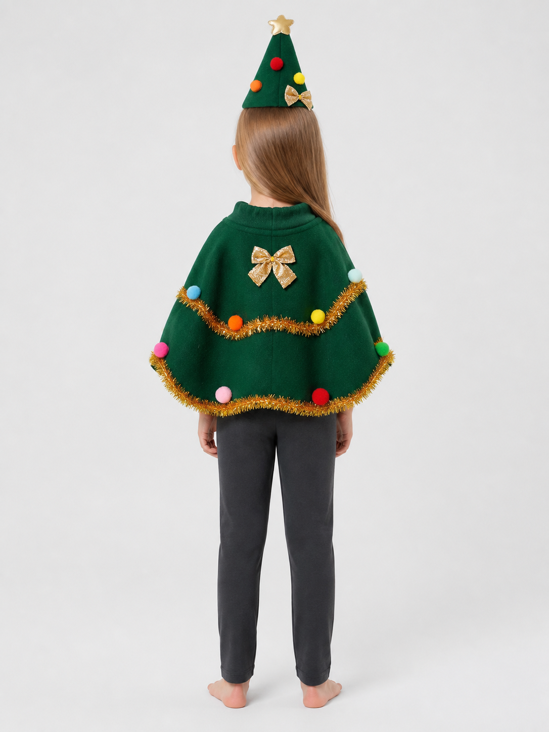 Christmas Cape for Pets, Green, S–L back view