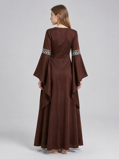 Medieval Brown Dress with White Insert back view