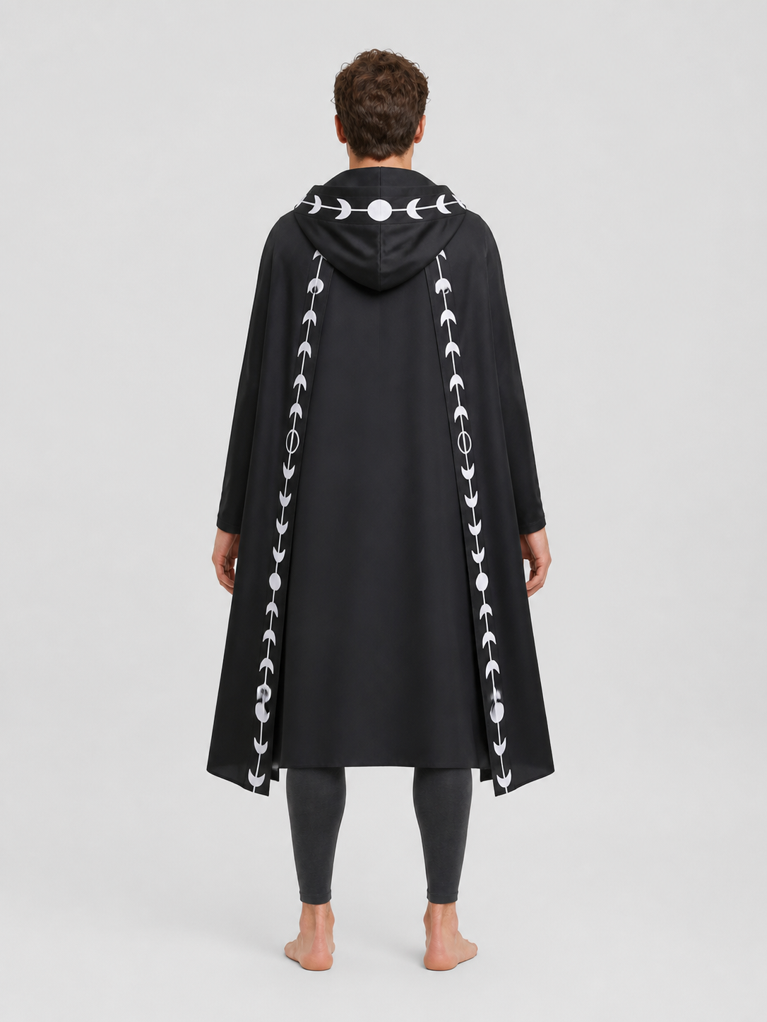 Black Hooded Cloak for Halloween, Vampire Costume back view